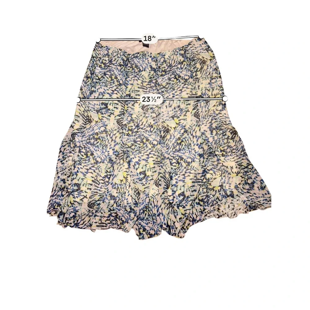 Elementz Women XL Blue Abstract Print Flared Midi Skirt Elastic Waist Chiffon - Picture 3 of 4